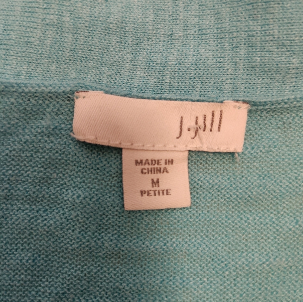 J. Jill Linen & Cotton Aqua Cardigan Sweater with V-Neck - Picture 5 of 8